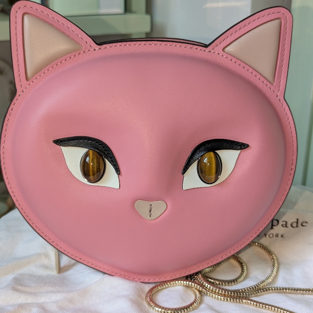 Kate Spade "Cats" Feline Face Crossbody Bag - Pink/Like new w/dust bag - Picture 8 of 16